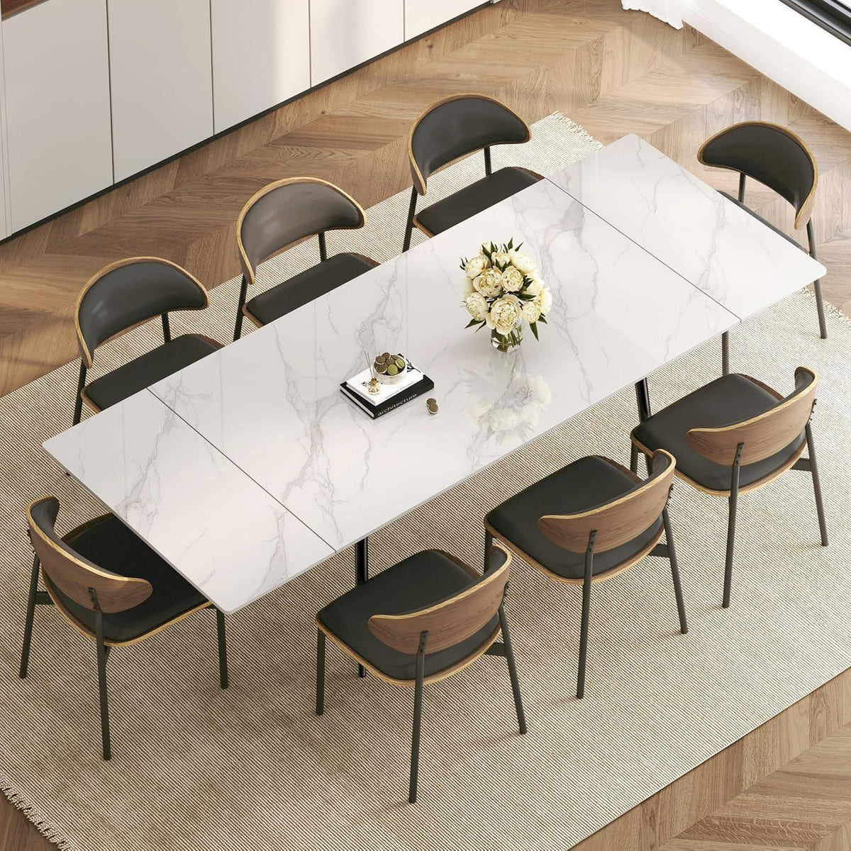 Essgruppe modern, ausziehbar (160-240cm) mit 4 Stühlen
