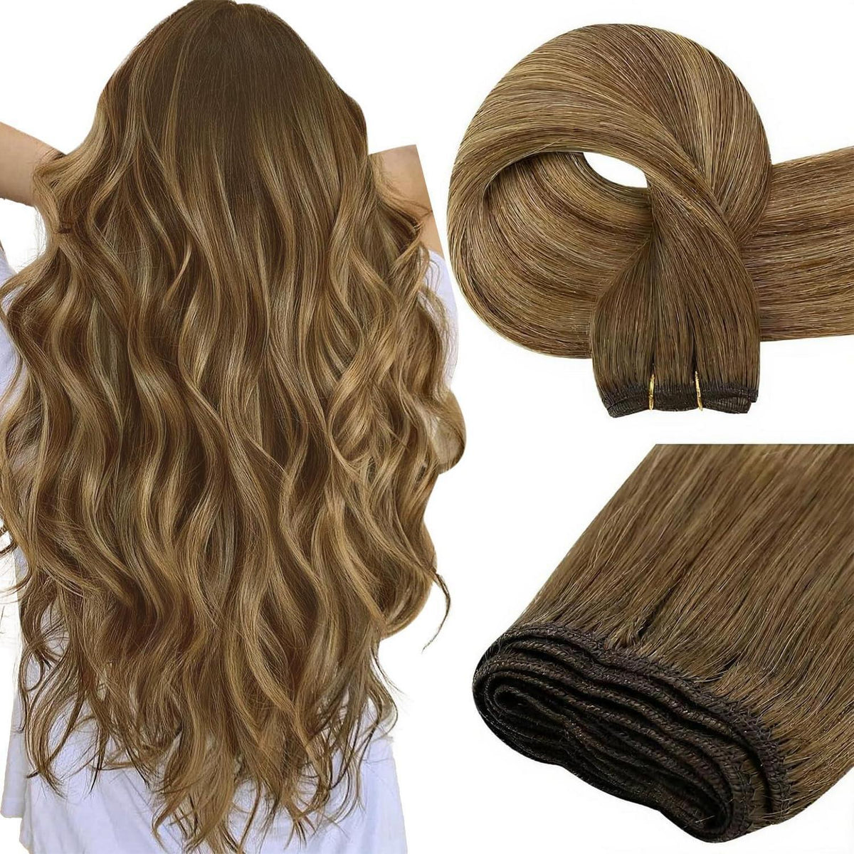 Echthaar Tressen Braun Balayage Ombre 60cm