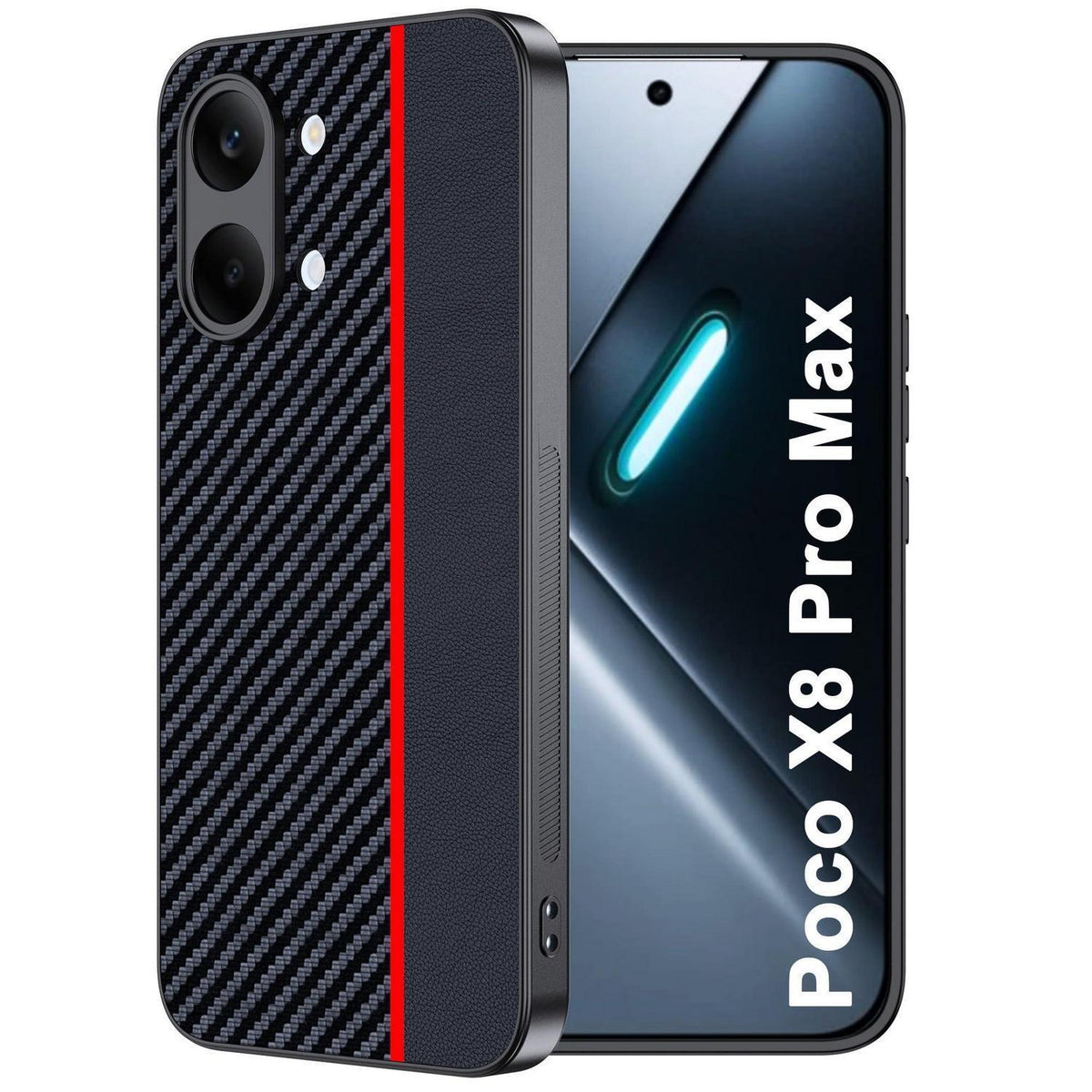 Xiaomi Poco X8 Pro Max Hülle – Wasserdicht, Stoßfest & Carbonfaser Rot/Schwarz