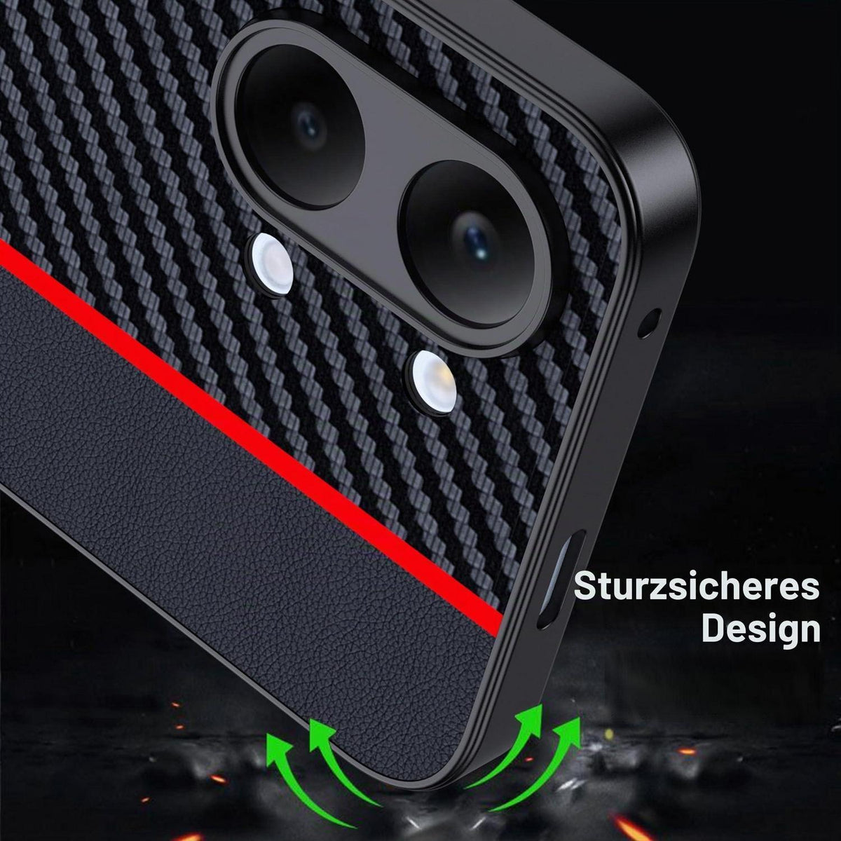 Xiaomi Poco X8 Pro Max Hülle – Wasserdicht, Stoßfest & Carbonfaser Rot/Schwarz