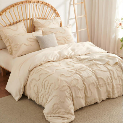 Getuftetes Bettwäsche-Set Beige 135x200cm – Boho Chic