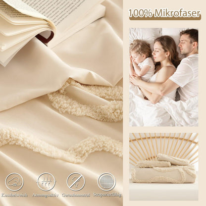 Getuftetes Bettwäsche-Set Beige 135x200cm – Boho Chic