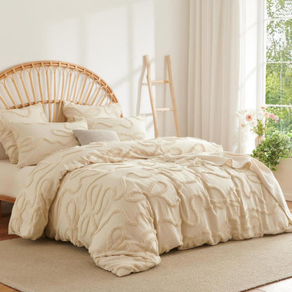 Getuftetes Bettwäsche-Set Beige 135x200cm – Boho Chic
