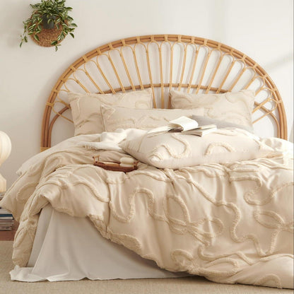 Boho Tufting Bettwäsche Set Beige 200x200cm