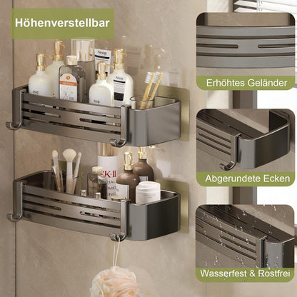 Duschablage ohne Bohren – Rostfreies Duschregal 2er-Set