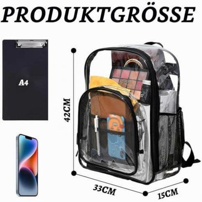 Transparenter Rucksack PVC – Wasserdicht & Groß für Schule, Reise & Stadion