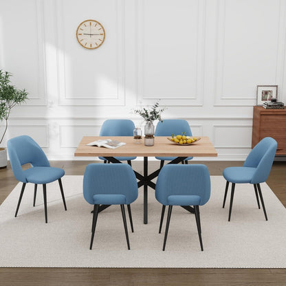 Moderner Esstisch Set mit 6 Cord-Stühlen (140x80cm)