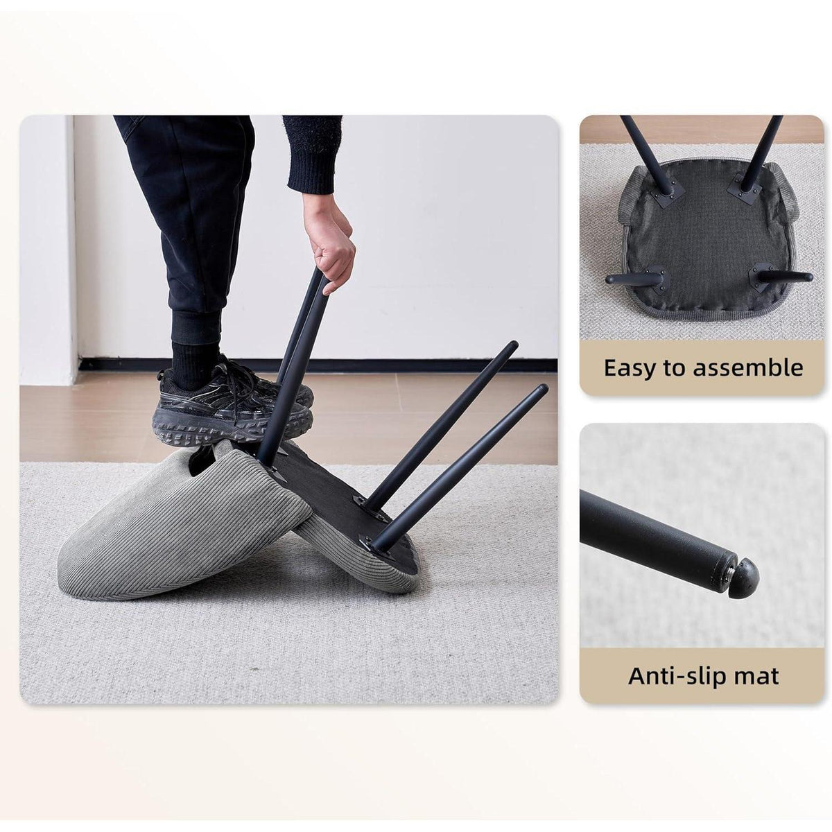 Esstisch Set mit 6 Cord-Stühlen – Modern & Komfortabel