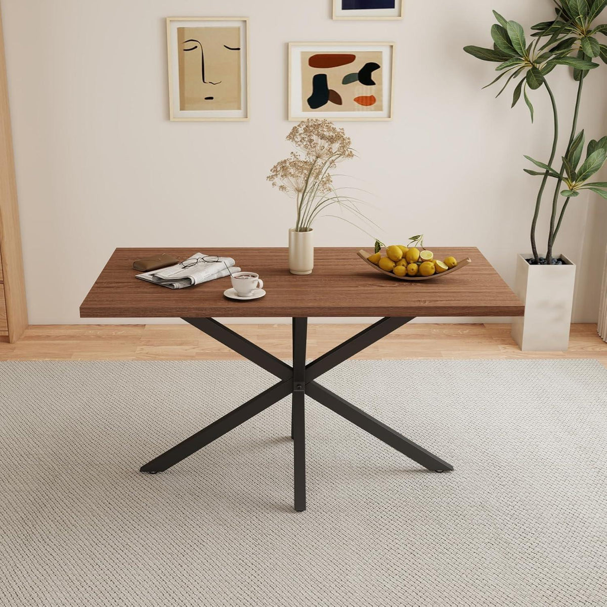 Esstisch Set mit 6 Cord-Stühlen – Modern & Komfortabel
