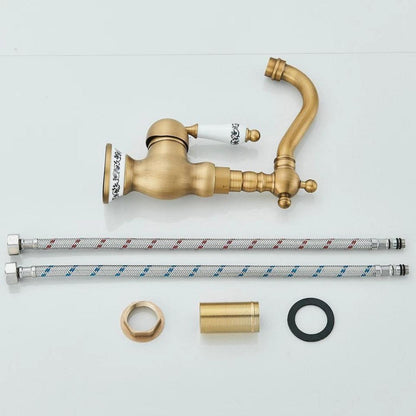 Antike Messing Waschtischarmatur 360° Drehbar Vintage