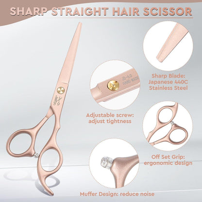 Friseurscheren Set & Kochmesser Bundle – Profi Haarschneideschere + 30cm Fleischmesser