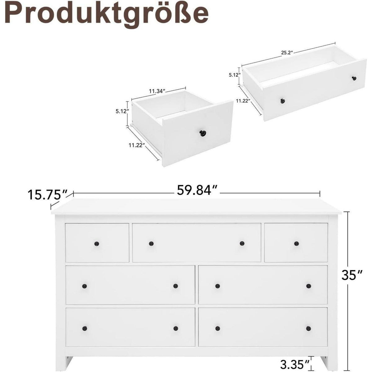 Weißes Sideboard mit 7 Schubladen – Modern & Vielseitig