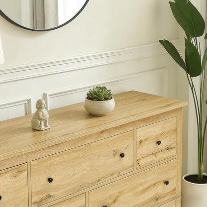 Kommode 7 Schubladen – Natürlicher Sideboard für Wohn & Schlafzimmer