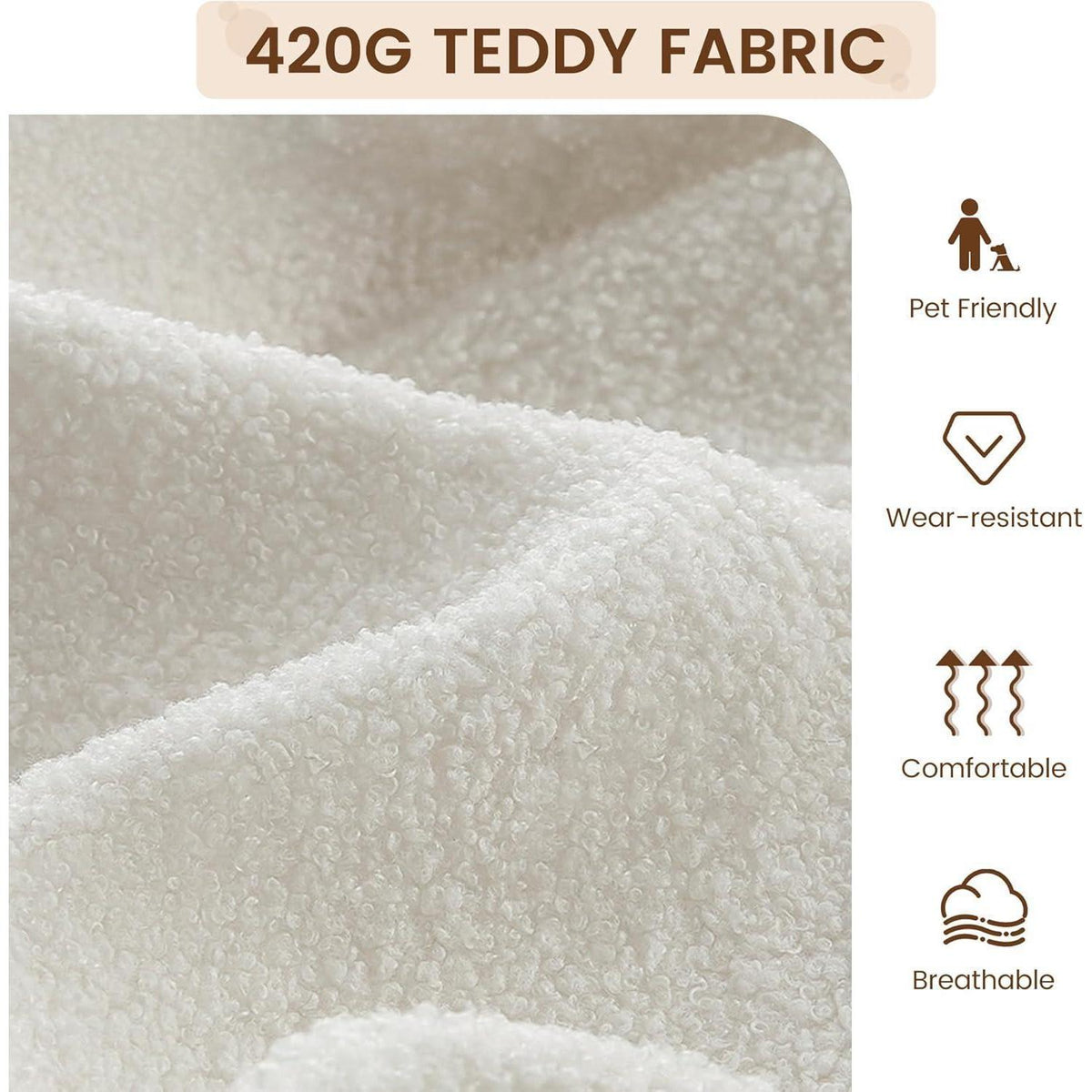 Gepolsterter Lounge-Sessel mit Teddyfleece, Weiß