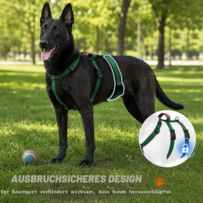 Ausbruchsicheres Hundegeschirr mit Griff – Dunkelgrün, M