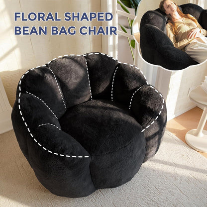 Sitzsack Erwachsene mit Memory-Foam & Kunstfell, Floral