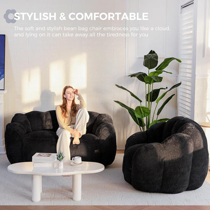Sitzsack Erwachsene mit Memory-Foam & Kunstfell, Floral