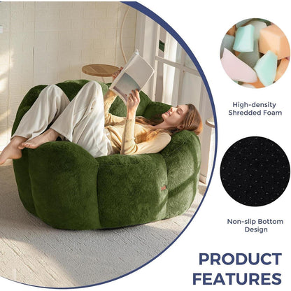 Sitzsack Erwachsene, Blumenform, Memory Foam, Grün