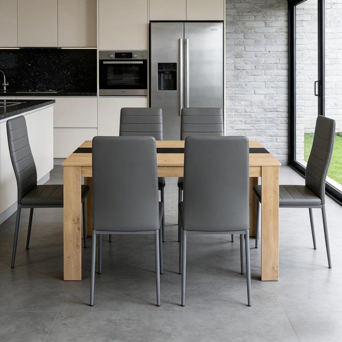 Essgruppe Braun Grau | Esstisch mit 6 Stühlen Modern