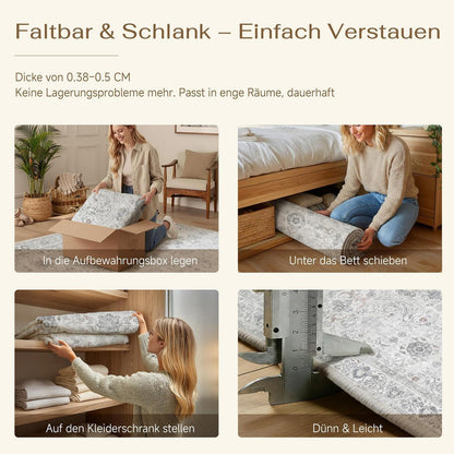 Waschbarer Wohnzimmerteppich Grau 200x300cm – Vintage Design