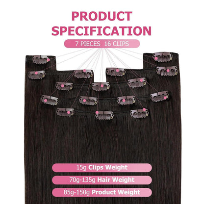 Echthaar Clip-in Extension Dunkelbraun 60cm