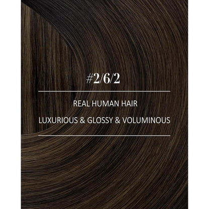 Clip-in Echthaar Extensions Balayage Dunkelbraun-Hellbraun 60cm