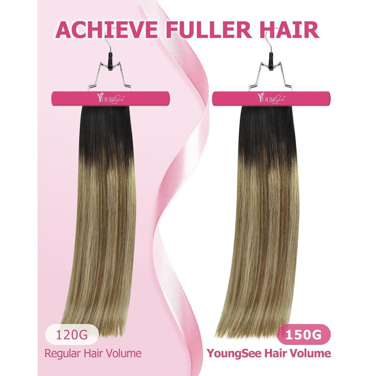 Clip-in Echthaarverlängerung Braun-Blond Ombre 60cm