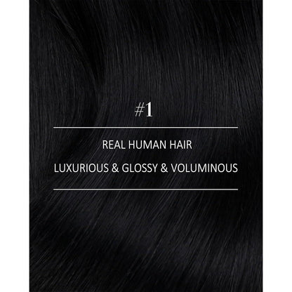60cm Echthaar Extensions Schwarz Clip-in Haarverlängerung 120g