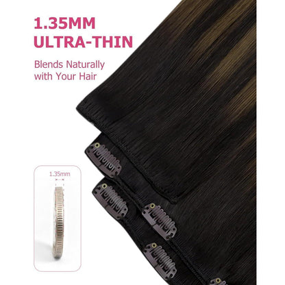 Echthaar Clip-in Extensions 60cm braun Balayage
