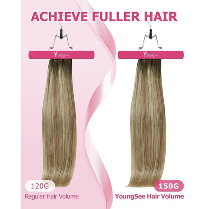 Ombre Braun-Blond Clip-in Echthaarverlängerung 60cm