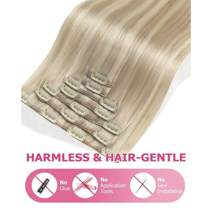 Blond Clip-in Extensions Echthaar 55cm – Aschblond & Platinblond