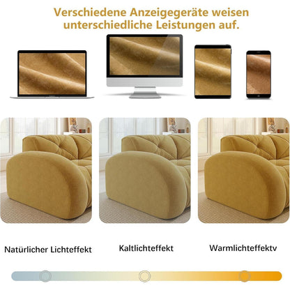 Großes U-förmiges Cord Sofa 4-Sitzer + 2 Fußhocker Gelb