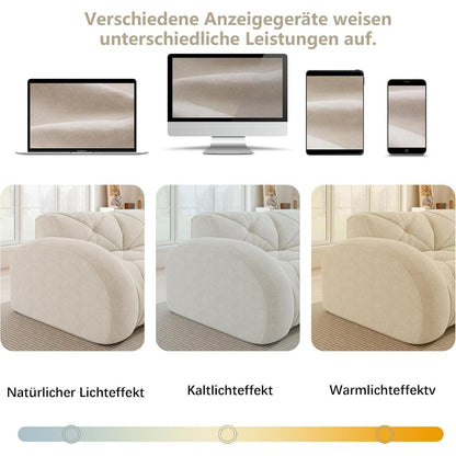 Modulares L-Sofa 4-Sitzer mit Fußhocker, Chenille Weiß
