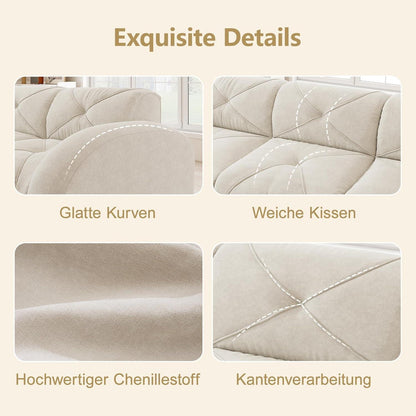 Modulares L-Sofa 4-Sitzer mit Fußhocker, Chenille Weiß