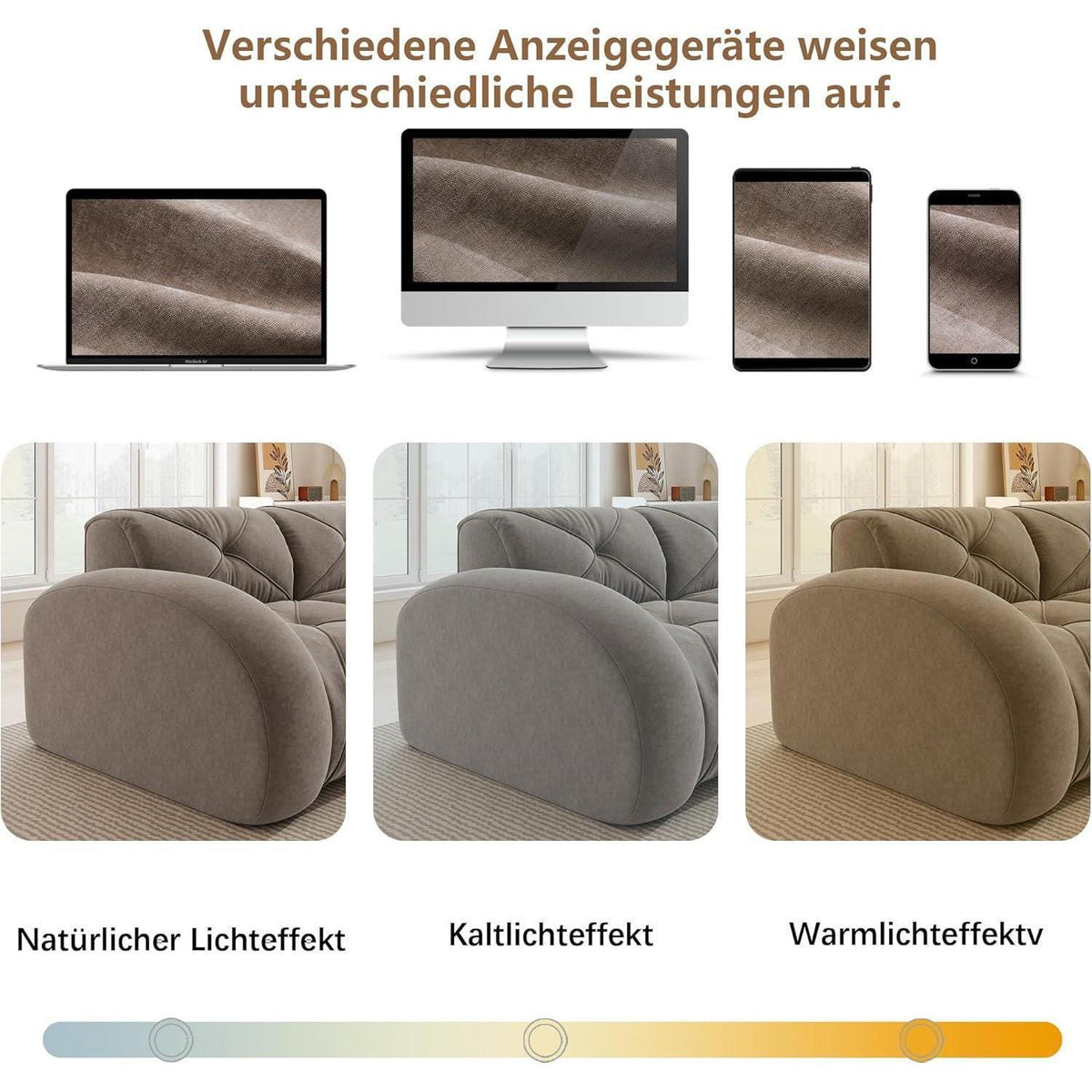 Großes L-förmiges Cord Sofa 4-Sitzer mit Fußhocker (Braun)