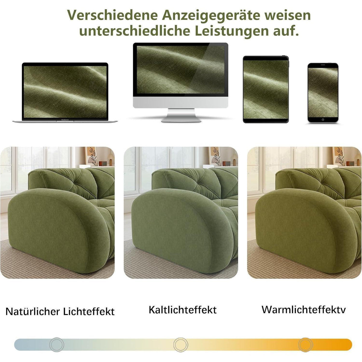 Modernes 3-Sitzer Cord Sofa Grün – Rahmenlos & Komfortabel