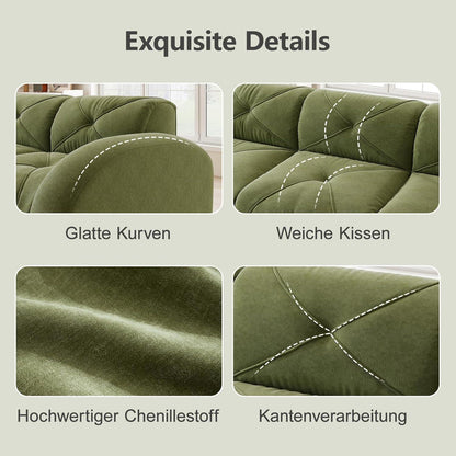 Modernes 3-Sitzer Cord Sofa Grün – Rahmenlos & Komfortabel
