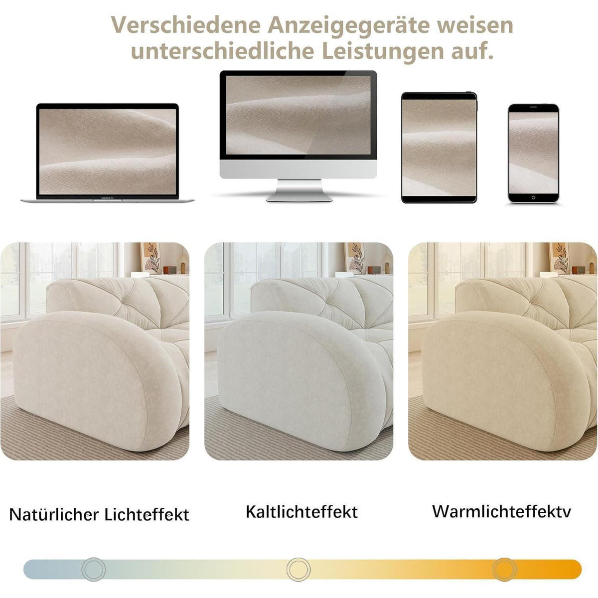 2-Sitzer Sofa mit Fußhocker – Chenille Schlafsofa Weiß