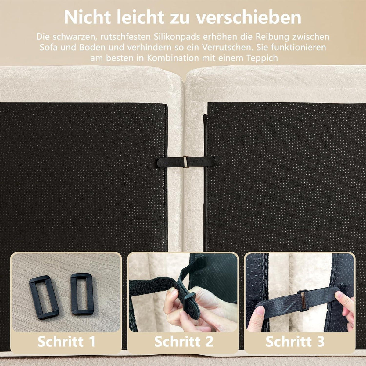 Modernes 4-Sitzer Cord Sofa | Rahmenlos, Chenille, Weiß