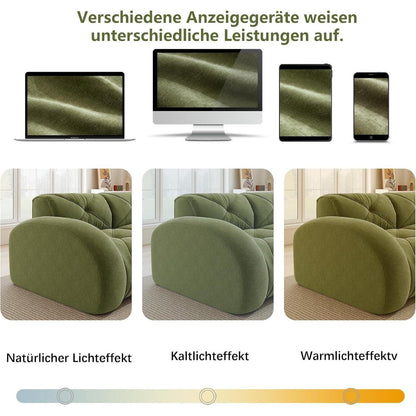 Großes U-förmiges Cord Sofa 4-Sitzer mit Fußhockern (Grün)