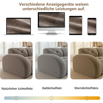 Modernes 3-Sitzer Cord Sofa mit Fußhocker – Braun