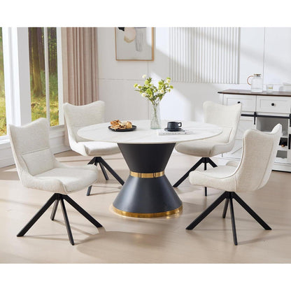 Drehbarer Esszimmerstuhl mit Chenille-Polsterung, 4er Set