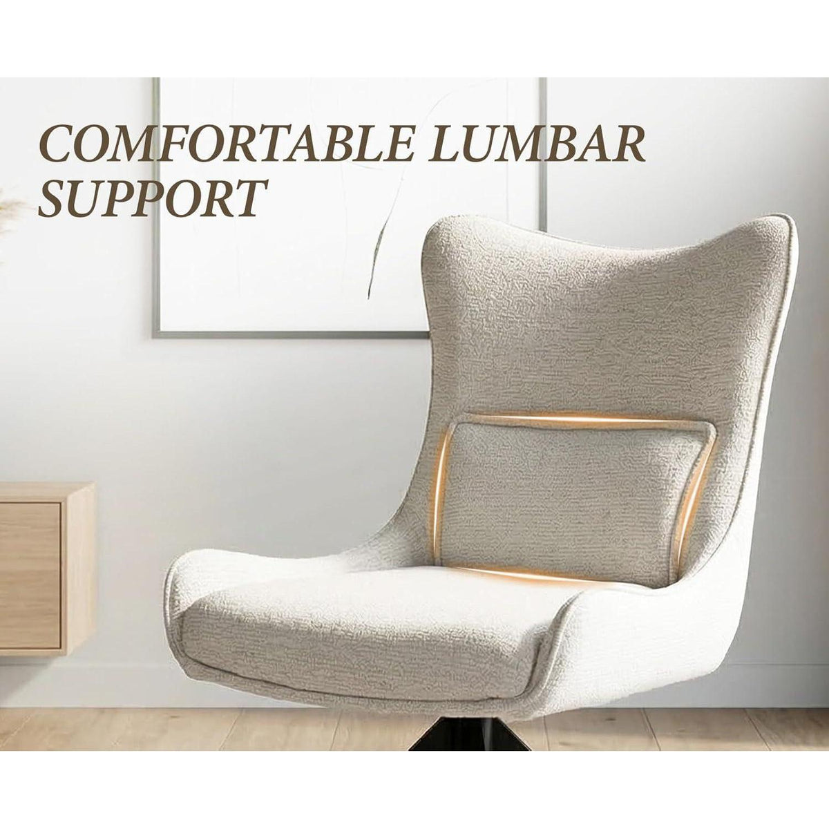 Drehbarer Esszimmerstuhl mit Chenille-Polsterung, Beige