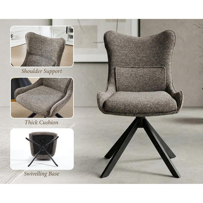 Drehbarer Esszimmerstuhl Set Grau – Chenille Polsterstuhl 360°