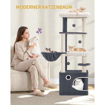 Hochwertiger Kratzbaum mit Katzenhaus & Liegeflächen