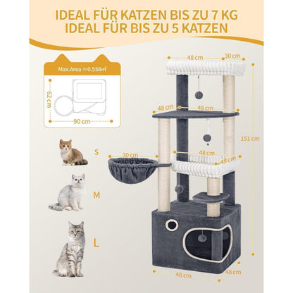 Hochwertiger Kratzbaum mit Katzenhaus & Liegeflächen