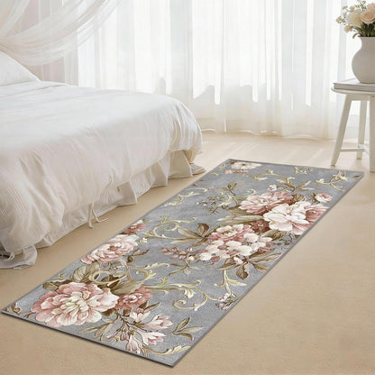 Vintage Läufer Teppich 80x300cm Grau Rosa Flur Küche Schlafzimmer