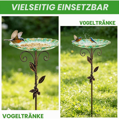 Vintage Vogelbad Metall Stehend mit Erdspieß