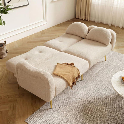 Schlafsofa 2-Sitzer mit Bettfunktion & Stauraum, Beige