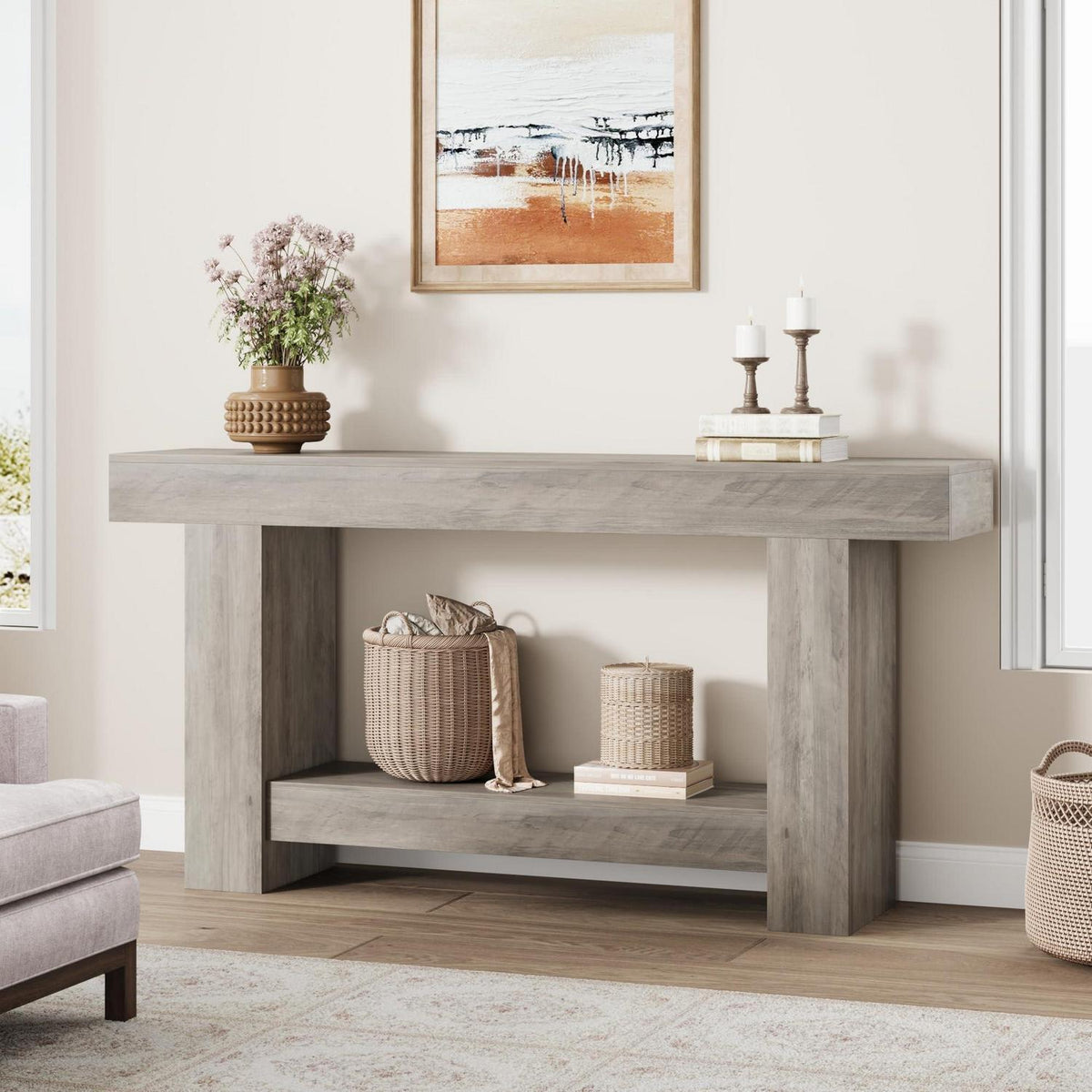 160cm Konsolentisch Landhausstil Grau – Vielseitiger Eingangstisch